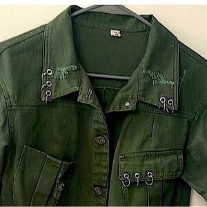 YING Green Denim Jacket/Unique/Retro/Embelished